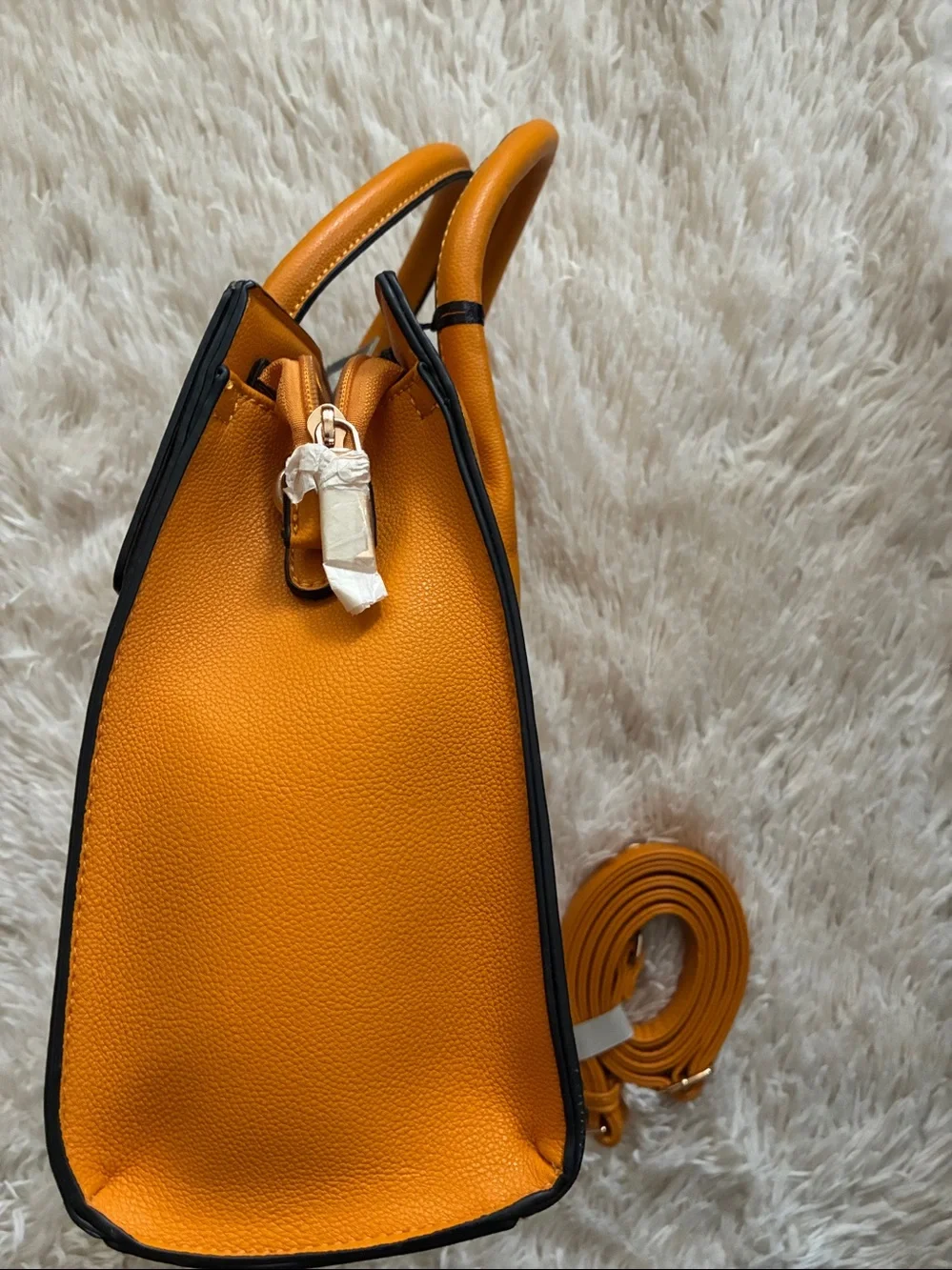 La Terre Fashion Mustard Satchel with Snake-Print Flap